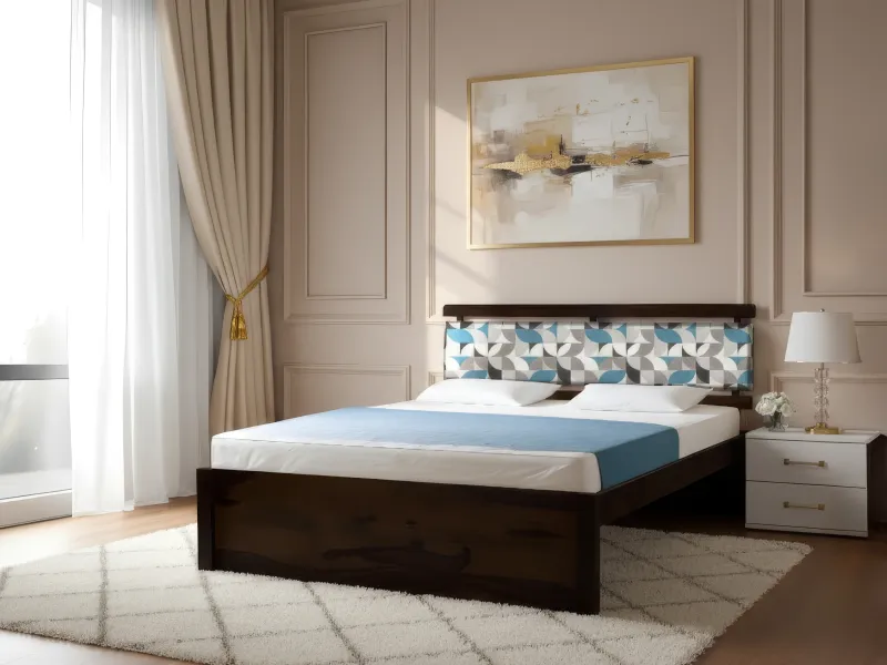 Mosaic Solid Wood Queen Size Double Bed